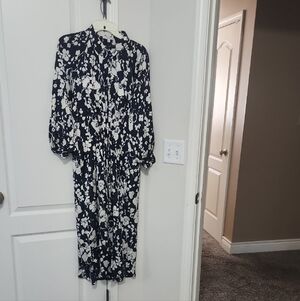Joie Black and White Floral Long Sleeve Dress